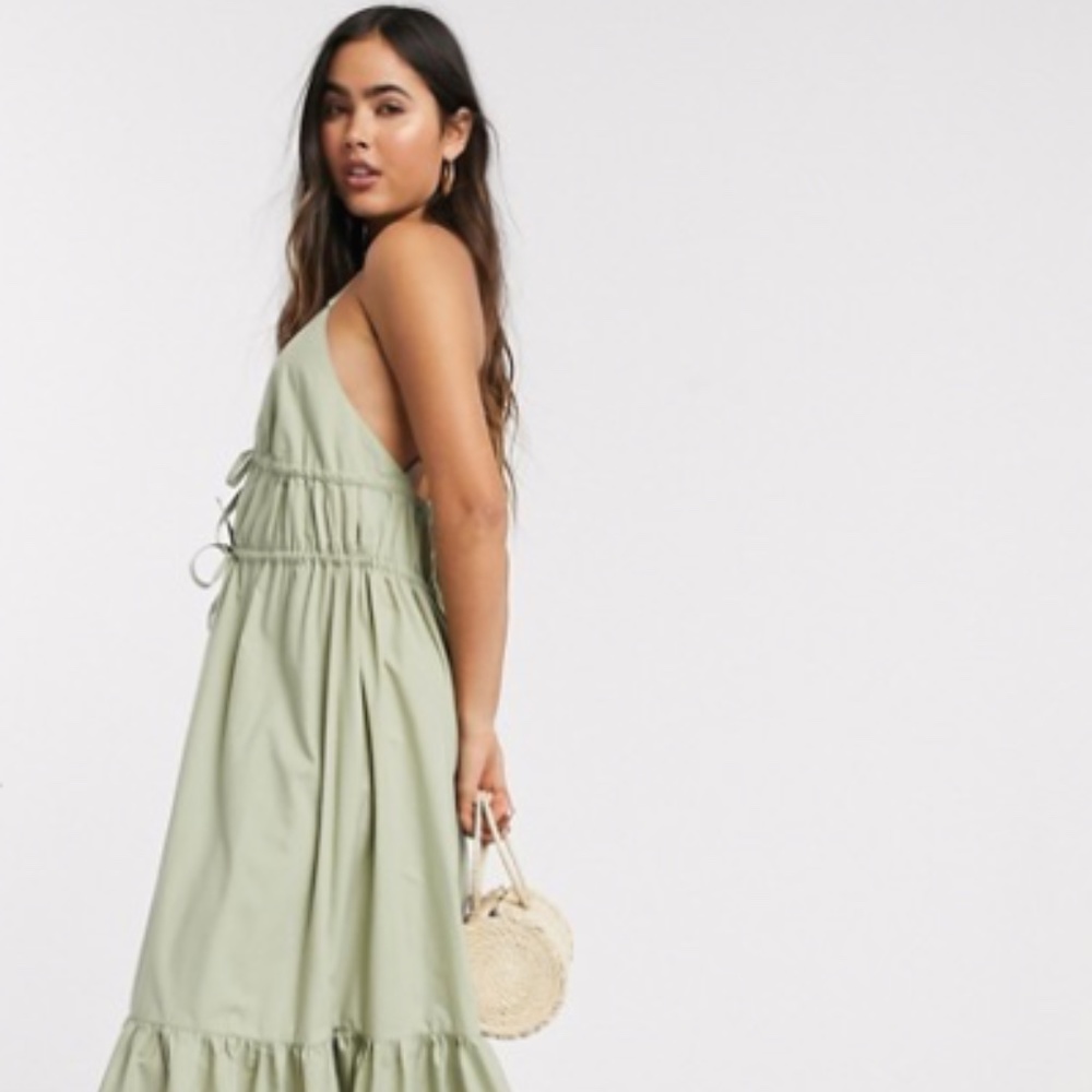 ASOS DESIGN Sage Cotton Poplin Maxi